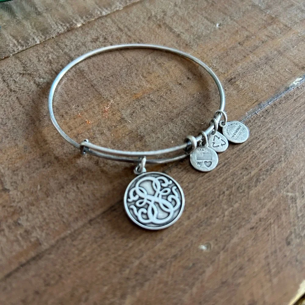 Alex and Ani Celtic Knot Expandable Wire Bangle Bracelet Rafaelian Silver Finish